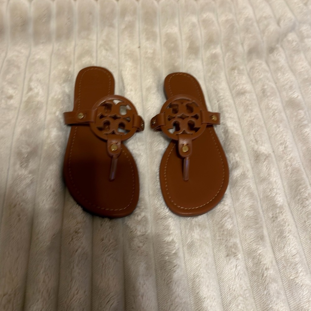 Tory Burch Miller Sandal Brown / Gold Women’s Size 7 / 8 / 9 - Picture 2 of 5